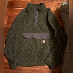 Carhartt 2XL Tall Relaxed Fit Sherpa Fleece Pullover Olive Green